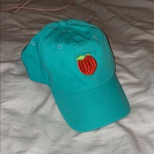 Teal Cap with Peach Embroidery